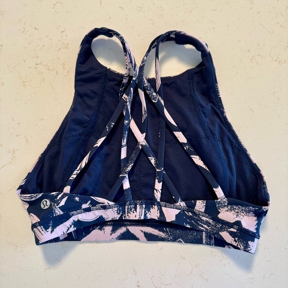 Lululemon Free To Be Serene High Neck Sports Bra Blue and Pink Size 6 - Picture 3 of 6
